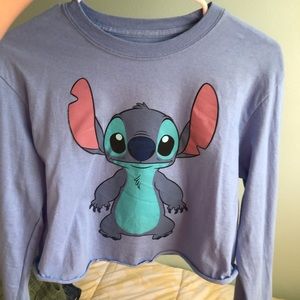 Small Stitch Disney Crop Top Long Sleeve T-Shirt